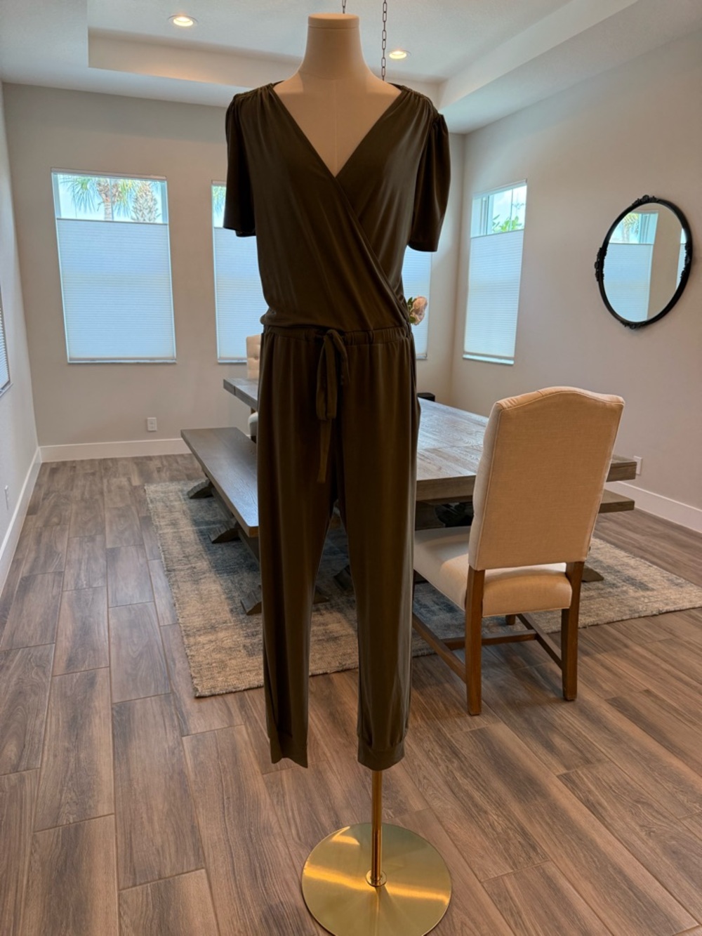 NWT! Heartloom - Olive Long Jumpsuit with Tie Waist